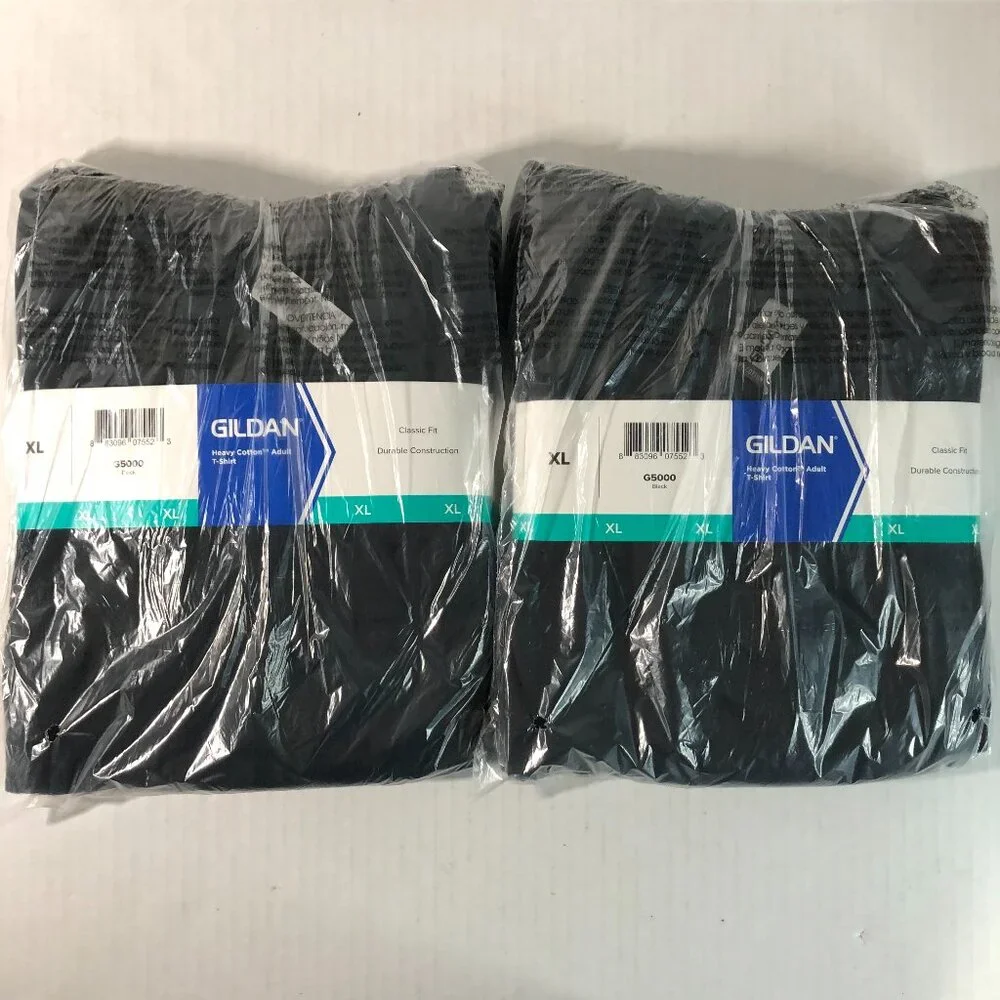 Gildan Mens Heavy Cotton (LOT Of 4) Black XL Plain Adult T-Shirt Tee G5000 Bulk - Picture 1 of 5